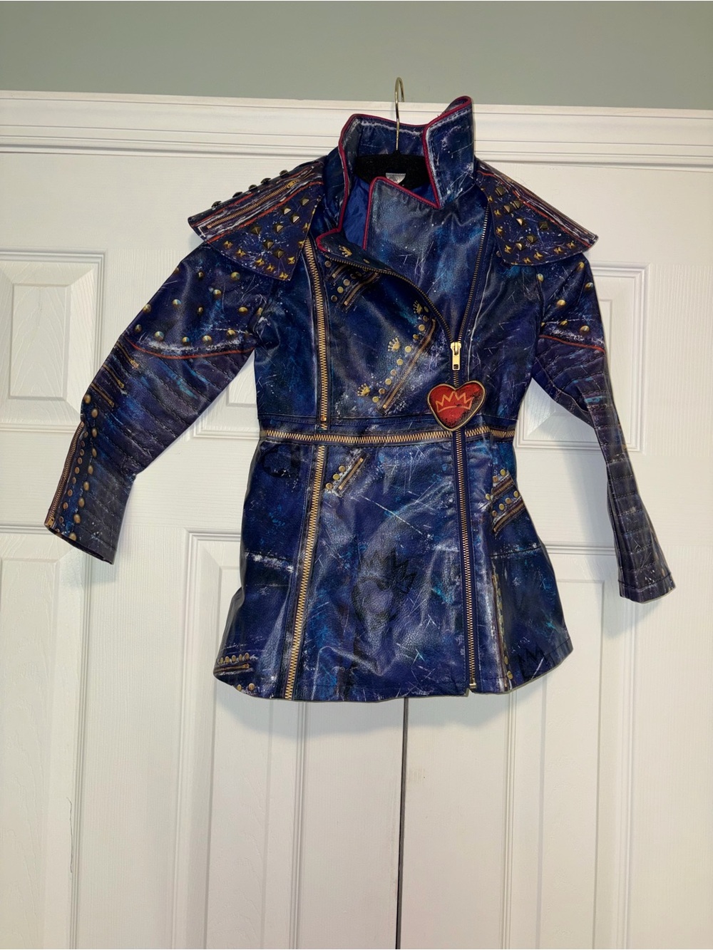 Disney Descendants Evie faux leather Costume jacket  Blue Zipper Girls Size 5-6